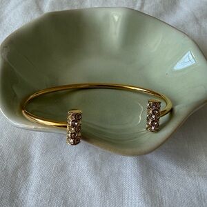 Gold finish open cuff with cz